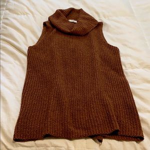 Cozy Sleeveless Turtleneck with Back Slit